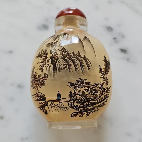 Vintage Chinese Reverse Painted Glass Snuff Bottle - Picture 4 of 12